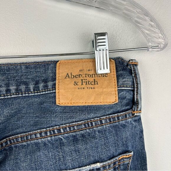 Abercrombie & Fitch Jeans Slim Straight Distressed Dark Wash Men’s Sz 31 x 32 - Picture 11 of 16